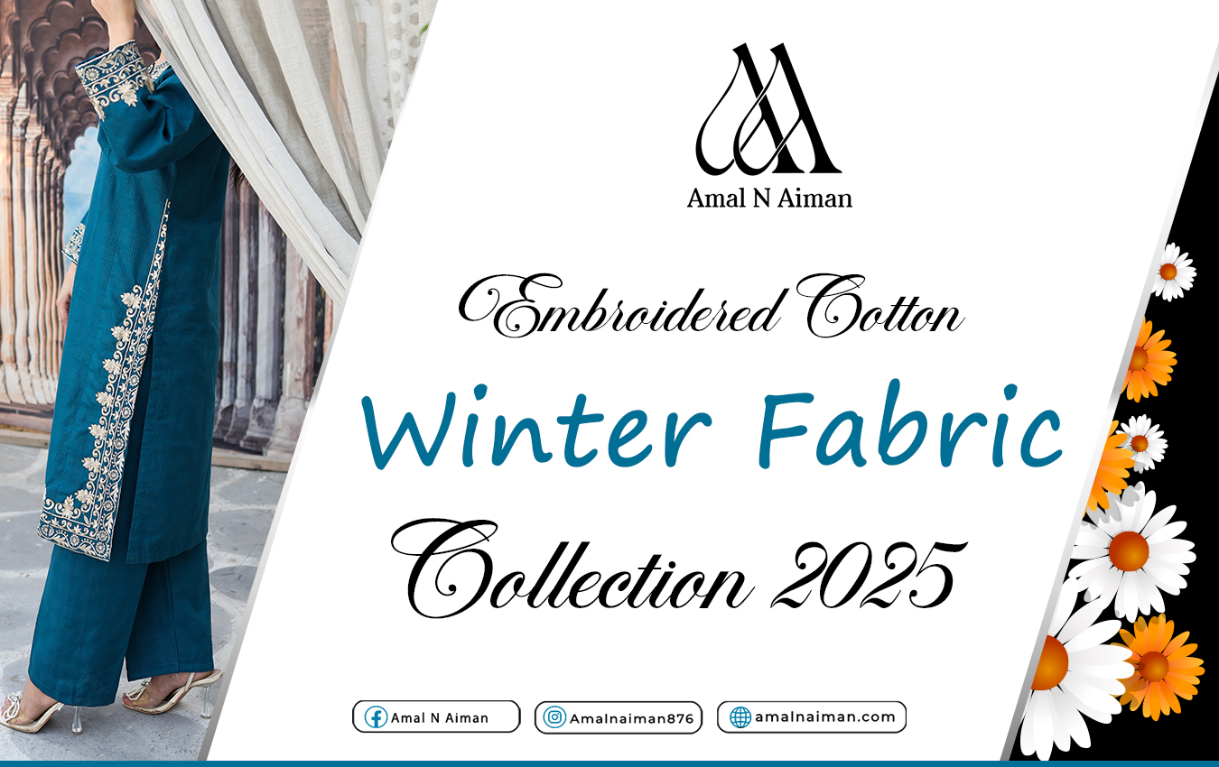 The Embroidered Cotton Winter Fabric Collection 2025 is here, a fusion of traditional and contemporary embellishing the winter trends of Pakistan. As the season approaches, the requirement for fashionable clothes that will keep the individual warm simultaneously is desirable, and there is no other better material than embroidered cotton. Crimson and navy set the sophisticated tone with complicated and triumphant patterning and Rich textures this winter’s collection is designed for smart-casual winter dressing and formal winter wear. The Allure of Embroidered Cotton Fabric Pakistani fashion particularly has grown to appreciate this natural fiber because it is soft, breathable, and can be dyed in various colors. The embroidered cotton fabric improves this basic material while increasing its sustainability by adding an artistic twist. Demand also rises in the approach to the winter; soft cotton for winter dresses is used to maintain customized warmth and breathability. The pattern weaves of this fabric make the fabric ideal for everyday embroidered cotton wear and formal cotton embroidered outfits. The beauty of embroidered winter wear for women lies in its ability to enhance the simplicity of cotton with detailed craftsmanship. This blend is ideal for the Pakistani winter, where style and function coexist seamlessly. Whether you are looking for casual winter embroidered dresses or elegant embroidered outfits, embroidered cotton is the go-to fabric. Exploring the Winter Fabric Collection 2025 The Winter Fabric Collection 2025 brings fresh inspiration to traditional and modern wardrobes. Featuring luxury embroidered cotton wear, the collection highlights the season’s Winter Fashion Trends 2025, emphasizing intricate designs and vibrant colors. These exclusive cotton fabric designs cater to a diverse audience, whether you’re seeking affordable embroidered cotton dresses or high-end pieces. This collection’s uniqueness lies in its innovative use of modern embroidery patterns 2025, which redefine how traditional fabrics can be styled. With high-quality cotton fabric, these designs ensure that you don’t have to compromise on comfort while staying stylish. Each piece in the collection is carefully crafted to suit different occasions, making it a treasure trove for those looking to buy embroidered winter cotton online or explore the latest Pakistani winter fabric trends. Stylish Winter Cotton Dresses: A Seasonal Must-Have As temperatures drop, the appeal of stylish winter cotton dresses rises. These outfits are designed to keep you warm while offering an effortlessly chic look. The warm cotton fabric for winter used in these dresses ensures comfort throughout the season. Perfect for layering, these dresses can be paired with accessories to create versatile outfits. For formal events, formal cotton embroidered outfits in bold colors and detailed designs make a statement. On the other hand, everyday embroidered cotton wear is perfect for casual outings, offering a subtle yet stylish look. The embroidered cotton dresses in Pakistan are a reflection of the country’s rich heritage, showcasing traditional winter fabric designs that remain timeless. Modern Embroidery Patterns 2025: The Highlight of the Season Embroidery patterns have evolved significantly, and the modern embroidery patterns 2025 featured in this collection are proof of that transformation. These designs blend contemporary aesthetics with traditional elements, creating a unique fusion that appeals to a wide range of tastes. From elegant embroidered outfits to casual winter embroidered dresses, these patterns add depth and texture to your wardrobe. Whether you prefer bold, geometric designs or intricate floral motifs, the collection caters to diverse preferences. The latest embroidered cotton styles reflect the creativity and craftsmanship that go into making these masterpieces. Winter Embroidered Dresses: Timeless Elegance The charm of winter embroidered dresses lies in their versatility. These dresses can be styled for various occasions, making them a staple in any wardrobe. Whether you’re attending a family gathering or heading to work, these dresses offer a perfect mix of comfort and elegance. This season, the focus is on embroidered winter wear for women that combines functionality with style. The use of soft cotton for winter dresses ensures that you stay warm without feeling restricted. Additionally, the best embroidered winter collection offers designs that cater to both traditional and modern preferences. Cotton Winter Clothes: A Wardrobe Essential No winter wardrobe is complete without cotton winter clothes. These garments are ideal for the Pakistani climate, offering warmth without being overly heavy. The warm cotton fabric for winter used in these clothes ensures durability and comfort, making them a popular choice for all age groups. From elegant embroidered outfits to affordable embroidered cotton dresses, cotton remains a favorite among Pakistani women. The ability to layer these clothes with jackets or shawls adds to their appeal, making them suitable for both casual and formal settings. Traditional Winter Fabric Designs: A Cultural Reflection The traditional winter fabric designs featured in this collection celebrate Pakistan’s rich heritage. These designs are inspired by regional embroidery styles, showcasing the country’s diverse cultural landscape. From Sindhi mirror work to Punjabi phulkari, the collection offers a glimpse into the artistry that defines Pakistani fashion. By incorporating modern embroidery patterns 2025, these designs stay relevant in today’s fashion landscape. This blend of tradition and modernity ensures that the embroidered cotton dresses in Pakistan remain timeless yet trendy. Winter Fashion Trends 2025: What to Expect The Winter Fashion Trends 2025 highlights a shift towards sustainable and versatile fashion. This year, embroidered winter wear for women takes center stage, offering designs that are both stylish and practical. The focus is on using high-quality cotton fabric to create pieces that last beyond one season. Expect to see bold colors, intricate embroidery, and innovative cuts in the latest embroidered cotton styles. These trends cater to a variety of preferences, ensuring that there’s something for everyone in the Winter Fabric Collection 2025. Why Choose Amal N Aiman? Amal N Aiman stands out as a trusted name in online winter dress shopping in Pakistan. Our embroidered cotton fabric is sourced and designed with care to ensure quality and satisfaction. We understand the importance of staying true to cultural roots while embracing modern trends, which is why our Winter Fabric Collection 2025 features a perfect balance of tradition and innovation. When you shop with Amal N Aiman, you’re not just buying clothes; you’re investing in pieces that reflect Pakistani winter fabric trends and offer unmatched comfort. From affordable winter embroidered outfits to luxury embroidered cotton wear, our collection has something for everyone. Trust us to provide a high-quality cotton fabric that meets your expectations and enhances your winter wardrobe. Conclusion The Embroidered Cotton Winter Fabric Collection 2025 is your gateway to staying warm and stylish this season. With its blend of tradition and innovation, the collection offers something for every occasion. From soft cotton for winter dresses to luxury embroidered cotton wear, the options are endless. Explore Amal N Aiman’s collection today to experience the best online winter dress shopping in Pakistan. Embrace the beauty of embroidered cotton fabric and stay ahead of the Winter Fashion Trends 2025. Choose quality, style, and comfort with our exclusive designs.